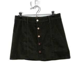 Celebrity Pink olive green corduroy short skirt size 9/29; button down front